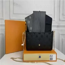 Luxurys çanta favori çoklu aksesuarlar 3 adet/set kadınlar crossbody cüzdan haberci çantaları çanta çiçekleri omuz bayan deri cüzdan orijinal kutu