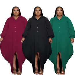 Casual Dresses ZKYZWX Plus Size Button Up Shirt Dress Long Sleeve Loose Fall Clothing Harajuku Streetwear Oversized Women Maxi2432