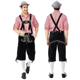 Tute da uomo Costume da uomo Abbigliamento Adulti Oktoberfest Pantaloncini bavaresi tedeschi Tuta da completo Camicia Cappello Bretelle Set Hall2534