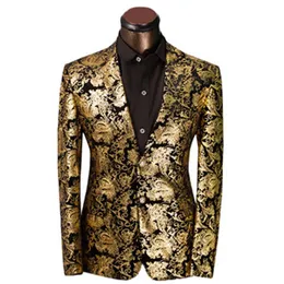 Tüm 2016 Marka Giyim Lüks Altın Takımları Erkek Baskı Blazer Sıradan Floral Jaqueta De Luxo Blazer Ceketler Men339H