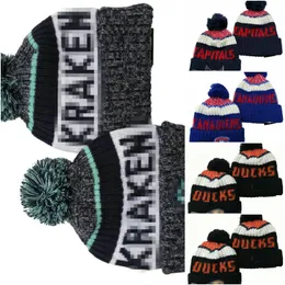 Роскошные шапки Seattle Beanie Kraken Хоккейный дизайнер Winter Bean для мужчин и женщин Модный дизайн вязаные шапки осенние шерстяные шапки с буквами жаккардовые унисекс череп Спортивная вязаная шапка