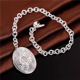 presente 925 prata fechada circular escultura pulseira DFMCH349 marca nova moda 925 prata esterlina pulseiras de elo de corrente high2424