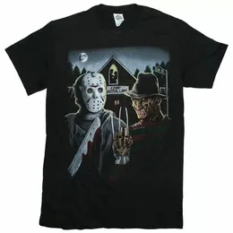 Freddy Krueger Jason Voorhees FREDDY JASON AMERICAN GOTHIC T Shirt Adulto Unisex292F