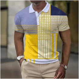 マンポーロシャツのレジャーラグプリントシャツカジュアル半袖メッシュブラウス夏の服特大ティー通気性ポロ