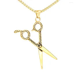 Pendant Necklaces Vintage Hair Stylist Scissors Necklace For Men Stainless Steel Hairdresser Neck.Punk Trendy Jewelry 2023