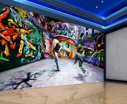 Dancing youth graffiti mural backdrop 3d stereoscopic wallpaper papel parede mural wallpaper Home Decoration