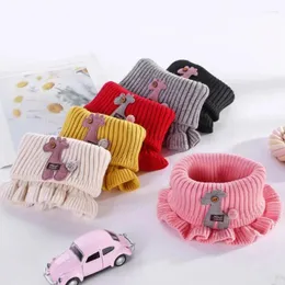 Scarves Cartoon Knitted Fake Collar Children Cute Sweet Ruffles O Ring Neck Warmers Kids Girls Neckerchief Winter Outdoor Scarf