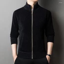 Men's Sweaters High Quality Cardigan Sweater Autumn/Winter Casual Standing Neck Knit Coat Fashion Zipper SM1046