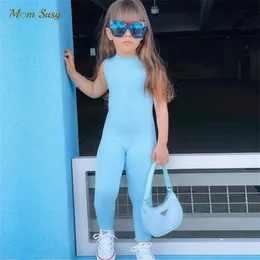 Moda bebê menina menino sem mangas macacão da criança criança corpo terno magro macacão calça verão macacões roupas 2-7y 2205072468