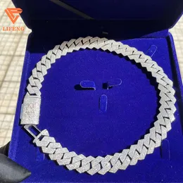 Meistverkaufte 15mm 18mm 20mm kubanische Kette Halskette Schmuck D Vvs1 Moissanit Diamant Hip Hop kubanische Gliederkette Halskette