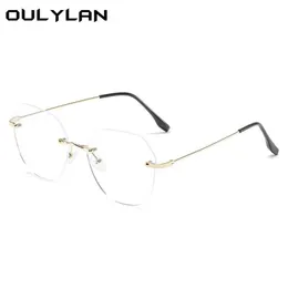 패션 선글라스 프레임 oulylan 금속 프레임 투명 안경 남성 여성 블루 라이트 차단 안경 림리스 안경 클리어 클리어 L267J
