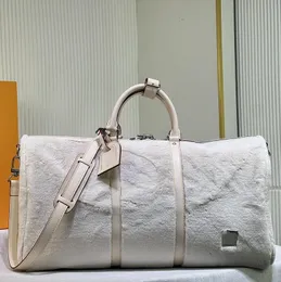 디자이너 가방 Ttote Bag Fashion Flannel Duffle Bag Travel Bags 야외 진짜 가죽 레터 소프트 싱글 대형 디자이너 수하물 가방 토트 백