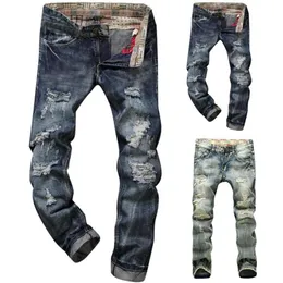 New Men Jeans Hole Ripped Stretch Destroyed Hip Hop Jean Homme Masculino Fashion Design Men's Jean Slim Jeans For Male Pant 3265E