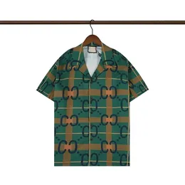 القمصان غير الرسمية للرجال الفاخرة الرجال عالي الجودة الصيف الريشة برونز قميص الطباعة الشارع أعلى الأكمام قصيرة التنفس 222C