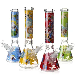 Hookahs glass bong 14 Inch beaker bongs with Honeycomb straight 7MM Thick water pipes dab rig with 14MM bowl