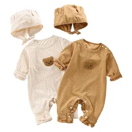 Rompers Autumn Baby Romper Cute Bear OnePiece Bodysuit for Girls Boys Lengeeveless Infant Jumpsuit Cotton Born Clothing 02T 231013