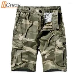 Herr shorts ucarzy män sommar casual vintae klassiska fickor kamouflae caro sorts outwear fasion twill bomull hane 28-40