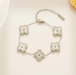 4 Four Leaf Clover Luxury Designer Jewelry Sets Diamond Shell Fashion Women Bracelet Earrings Necklace Valentine's Day Birthday GiftQ6