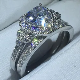 Choucong Vintage Heart Shape Promise Ring Sets Diamond 925 Sterling Silver Engagement Wedding Band Rings for Women Jewelry271b