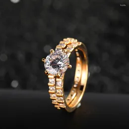 Cluster Ringe Funmode Mode Design Runde Kubikzircon Finger Hochzeit Party Bijoux Bague oder Femme Großhandel FR218