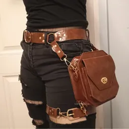 Waist Bags Steam Punk Retro PU Bag Hip Packs For Women's Crossbody Cross Multi-function Outdoor Leg Phone Pouch Fanny Pack Belt