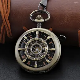 Taschenuhren, Vintage-Stil, Piratenschiff, Ruder, mechanische Uhr mit Anhängerkette, römisches digitales Zifferblatt, modisches Geschenk für Männer und Frauen