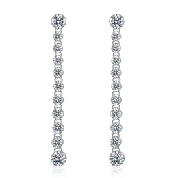 Dangle Küpeler Uzun Sıra Macrame Moissanit Kadınlar için D Renk 1.18Ct Moda 925 STERLING Gümüş Tam Pırlanta Kulak Kolye Güzel Takı