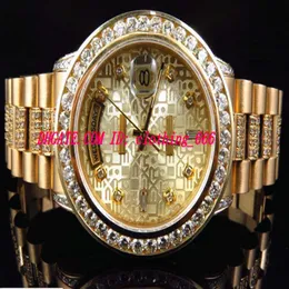 2022 Neue Iced Out Diamonds Damenuhr, 18 Karat Gelbgold, Diamantlünette, 36 mm, automatisches mechanisches Uhrwerk, 216 x