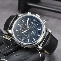 Relógios de pulso relógios originais para homens multifuncionais data automática moda couro cronógrafo moonphase top relógios
