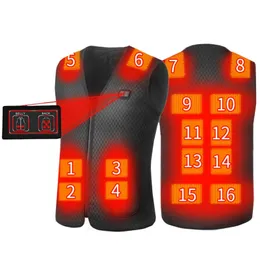 Gilet da uomo 16 aree Gilet riscaldante Uomo/Donna Casual Scollo a V Gilet riscaldato USB Controllo intelligente della temperatura Giacca riscaldante Cappotto di cotone Caccia invernale 231013