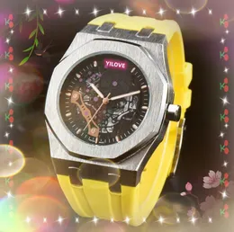 MENS SCREW REZEL Automatisk batteri Super Watch 42mm rostfritt stål gummibältkvartz kronograf vattentät rörelse armbandsur orologio di lusso gåvor