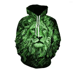 Herren Hoodies 2023 Herbst/Frühling Mode 3D Animal Print Hoodie Casual Langarm Löwe