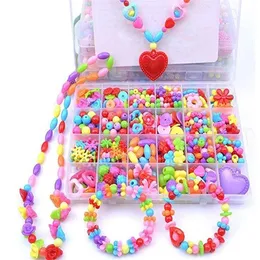 Kit per creare gioielli Fai da te Perline colorate pop Set Regali creativi fatti a mano Allacciatura in acrilico Collana con braccialetti Artigianato per bambini 307Y