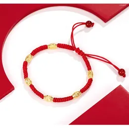 Bangle 2023 Klassisk 24k Guldpläteringsarmband Charm Gilding Red Rope BangleBracelet för Womenmen Girl Premium Jewelry Justerbar