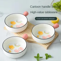 Bowls Bowl Household Porcelain Handle Oven Special Instant Noodle Lovely Salad Internet Red Tableware Baking Tray