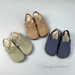 Bambini Baotou pantofole in peluche ragazze in pile scarpe casual antiscivolo autunno inverno bambini calde pantofole in velluto da esterno Z4638