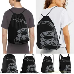 Sacos de compras Gadsden Flag Não pise em mim Libertário 2ª Emenda 2A Preto Homens Viagem Esportes Ginásio Saco Mulheres Mochila Cordão