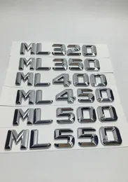 Bilklistermärken Chrome ML320 ML350 ML400 ML450 ML500 ML550 Bakre stam Emblem Badge Letters för Mercedes ML Class7244456