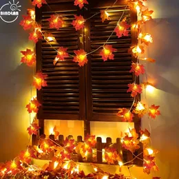 1 Pack Halloween Decorations Enlarged Maple Leaves Fall Lights Thick Leaf Garlands, Total 10ft 20LED Lights Battery Operated Waterproof Indoor Outdoor Decor