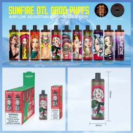 Most billig Sunfire 8000 puffs engångsmask spole uppvärmning Vape Stick Ecig Pen Bars Vapers 18 ml Förfylld 600mAh Uppladdningsbar 7K 8K 9K 10K PULD Mixed Dual Fruit Flavors