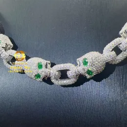 Neues Design Pass Diamond Tester 925 Sterling Silber Weißgold vergoldet Vvs1 Moissanit Cuban Link Chain Skull Halskette