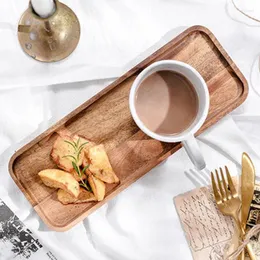 Plateaux à thé rectangulaires en bois massif, 1 pièce, décoration de bonbons Dim Sum pour la maison