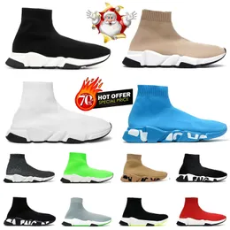 Original Sock Shoes Herren Damen Speed Trainer Socken Boot Beige Triple Black Graffiti Laufschuh Marineblau Weiß Blau Rot Klare Sohle Volt Schnürung