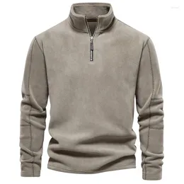 Herrtröjor herrar utomhus fluffig fleece jacka jagar varm dragkedja pullover män vindtät hoodie kappa termisk vandring casual tröja