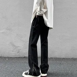 남자 청바지 바이브 아메리칸 스트리트 바지 ins 높은 패션 지퍼 블랙 스트레이트 슬림 미니 벨 바닥