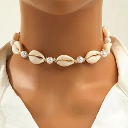 Choker Elegante Imitatie Parel Zomer Strand Kettingen Boheemse Natuurlijke Schelp Ketting Voor Vrouwen Zeeschelp Accessoires