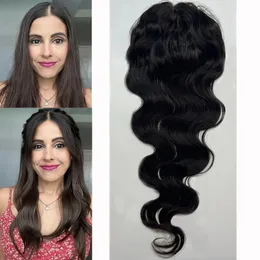 15x16cm Virgin Human Hair Silk Base Topper Body Wave für Frauen Toppers Hautbasis Natürliche Kopfhaut Toppers Wellig