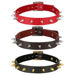 Boniskiss 2020 New Rock Spike Rivet Choker Belt Collar 가죽 고스 목걸이 스터드 Chocker 목걸이 남자 보석류 227N