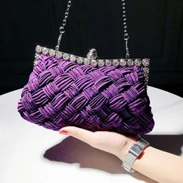 Evening Bags Woven Gown Hands Clutches Women Formal Fulldress Purse Mini Cocktail Party Handbags Purple Clutch Bag 231013