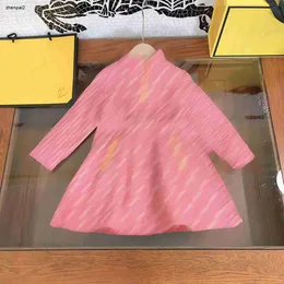 Carta de moda de luxo Impresso Jacquard Dress for Girl Designer Half Zip Design Crianças Tamanho do vestido 110-160 cm Salia infantil de manga longa Sep25